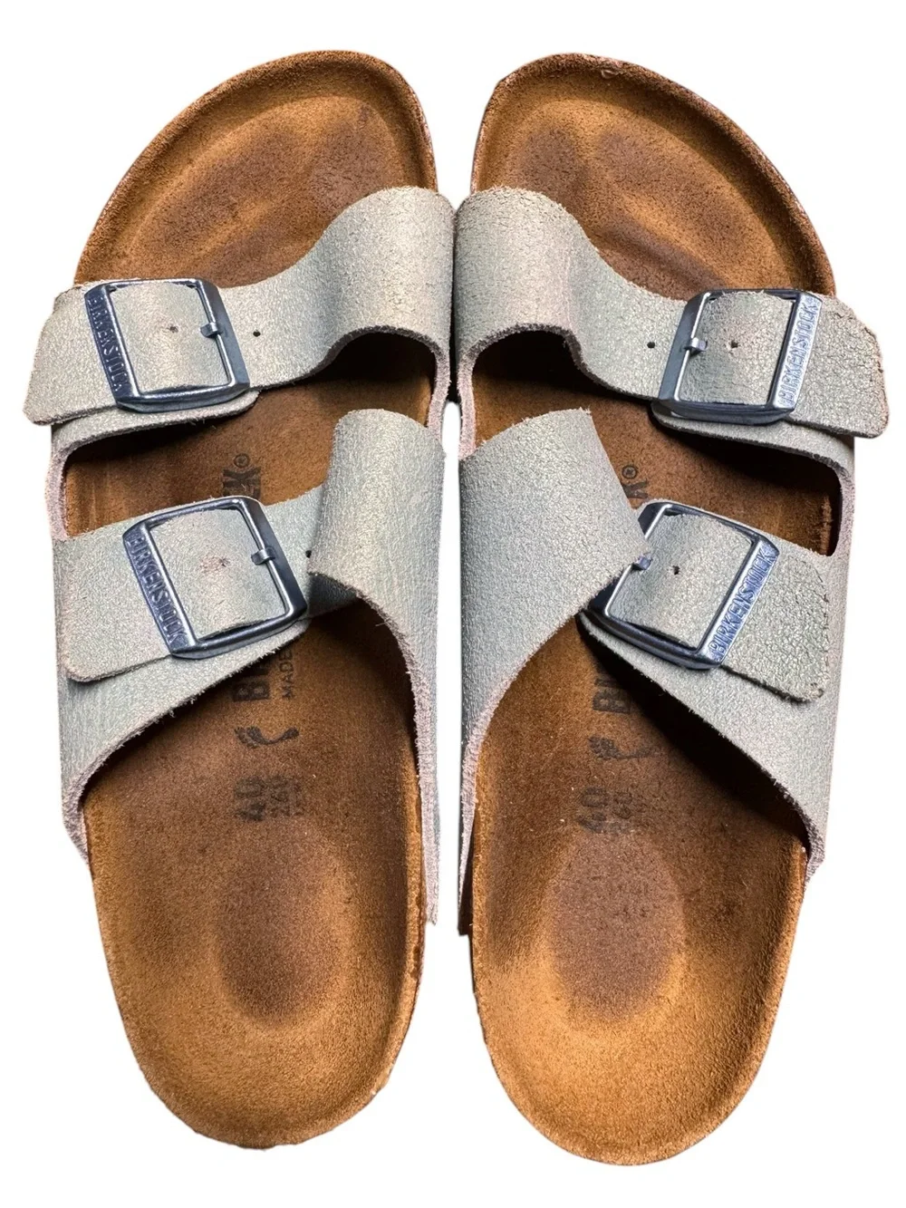 Birkenstock Arizona Washed Metallic Mineral Size 40 US Womens 9 Leather Sandals